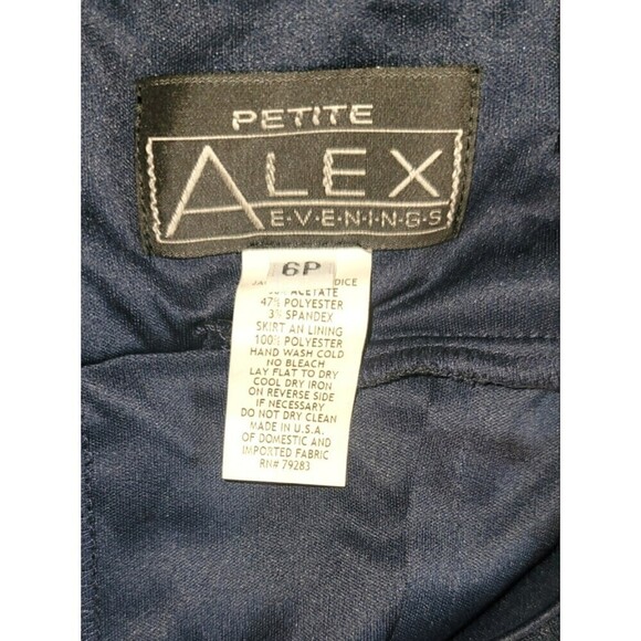 Alex Evenings Navy Blue Draped Column Gown With Bolero Jacket Size 6P - Picture 12 of 16